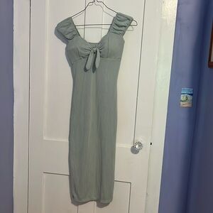 No boundrues extra small mint green ribbed midi dress
